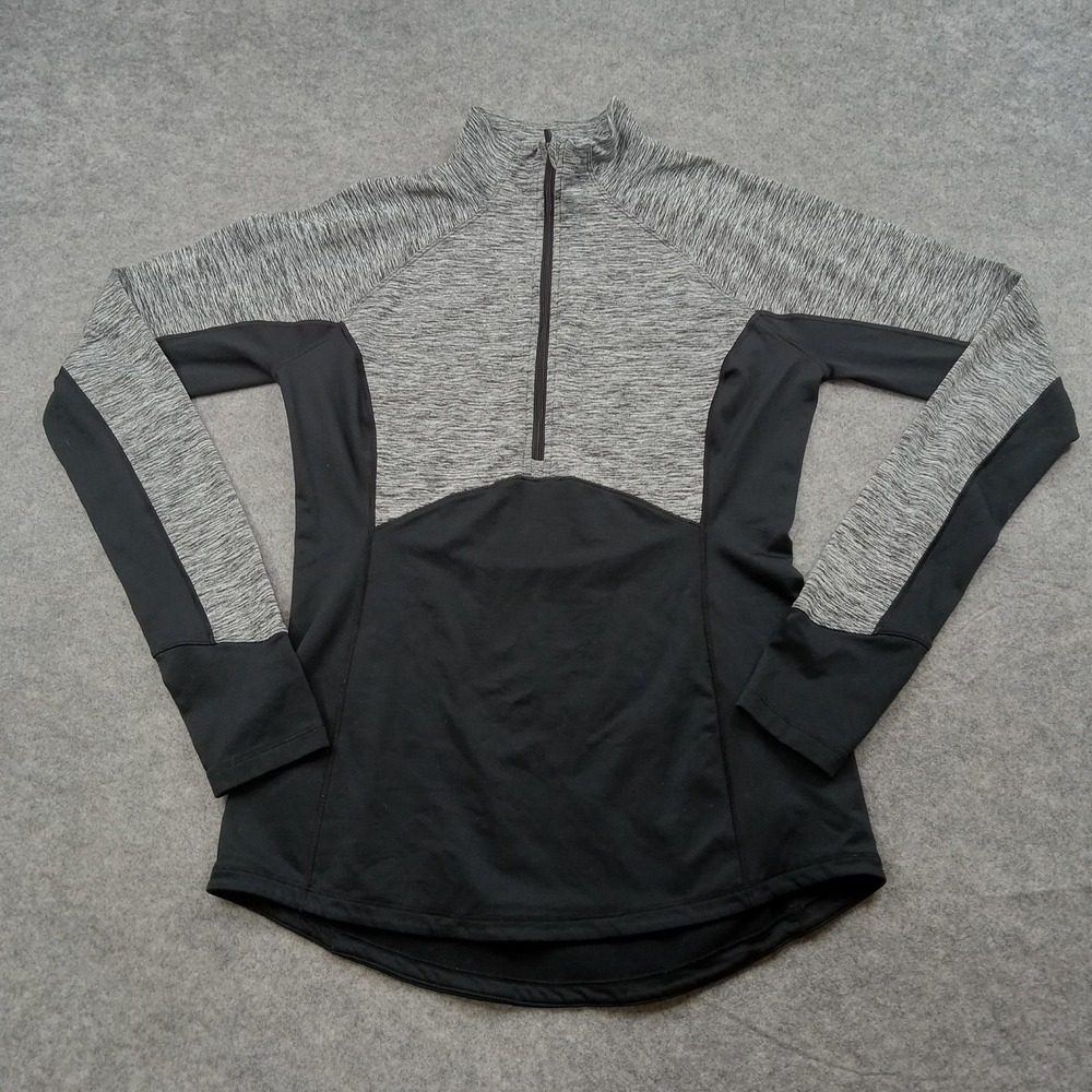Reebok Pullover Shirt Womens Medium Quarter Zip Black Gray Speedwick Athletic‎